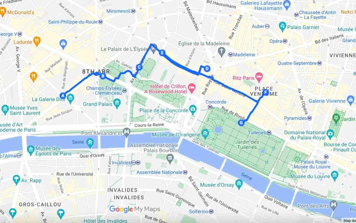 Paris in Christmas self guided walking tour with map