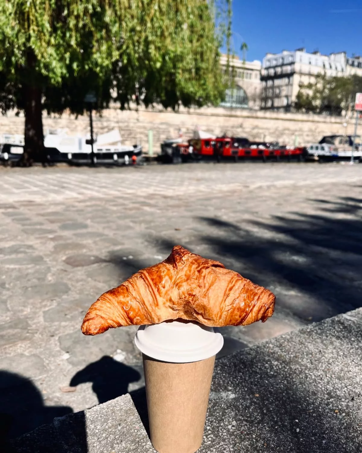 croissants coffee in a Paris park