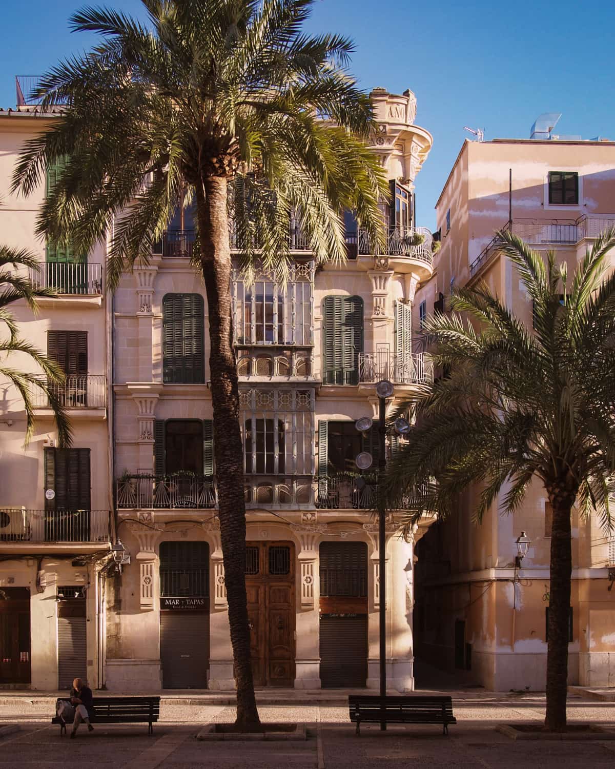 The facade of a building in Mallorca Spain